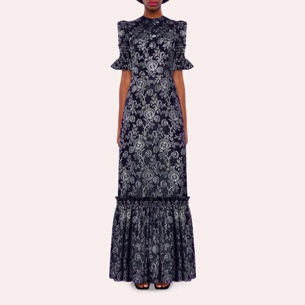 $3245 NWT The Vampire’s Wife ‘The Night Flight’ Gown in Ink Black and Silver - Picture 5 of 13